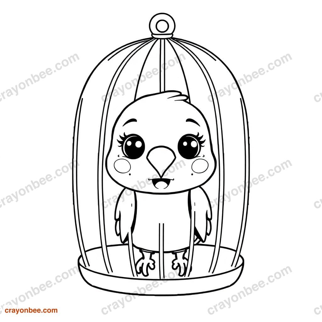 Bird Cage Coloring Page β Free Printable PDF