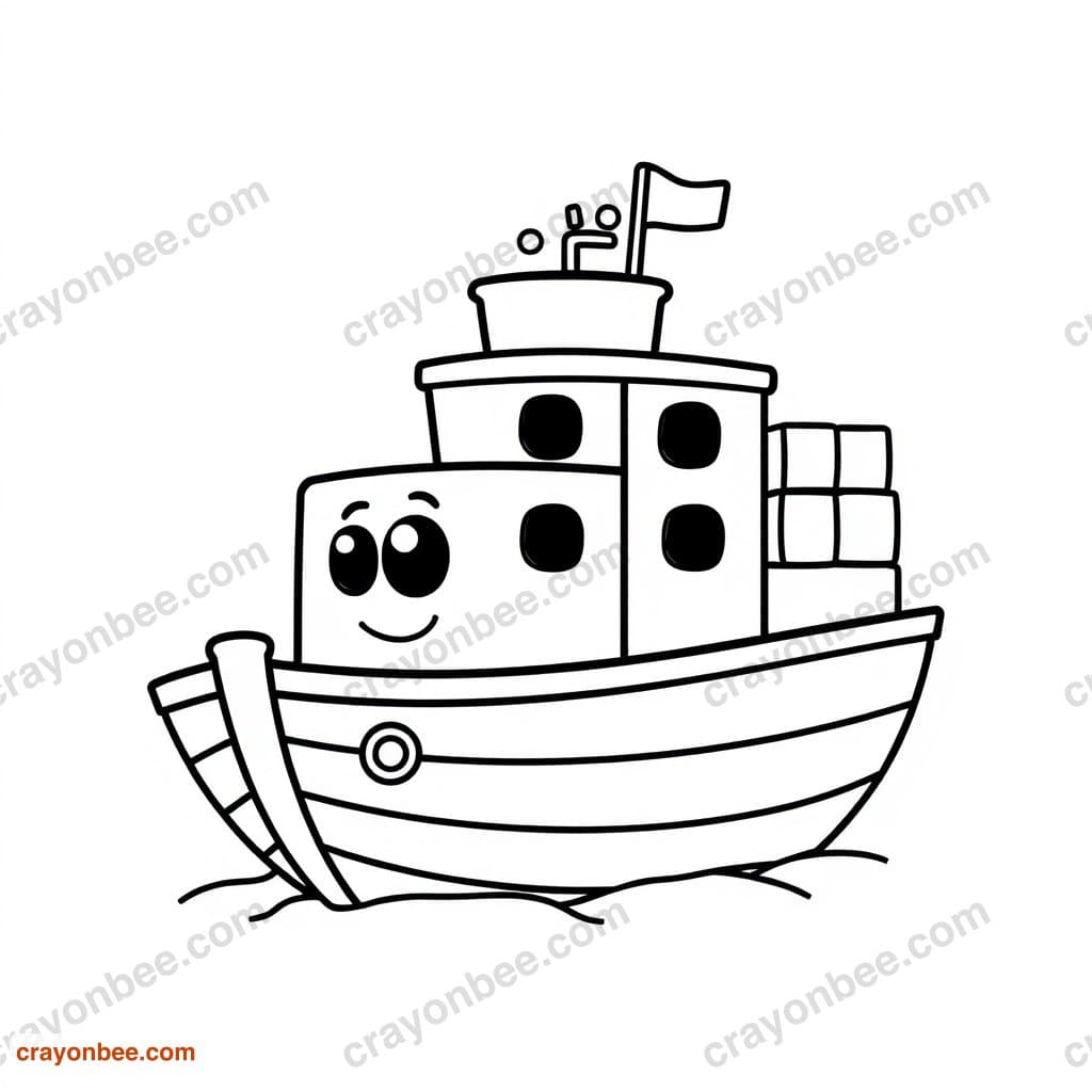 Cargo Ship Coloring Page β Free Printable PDF
