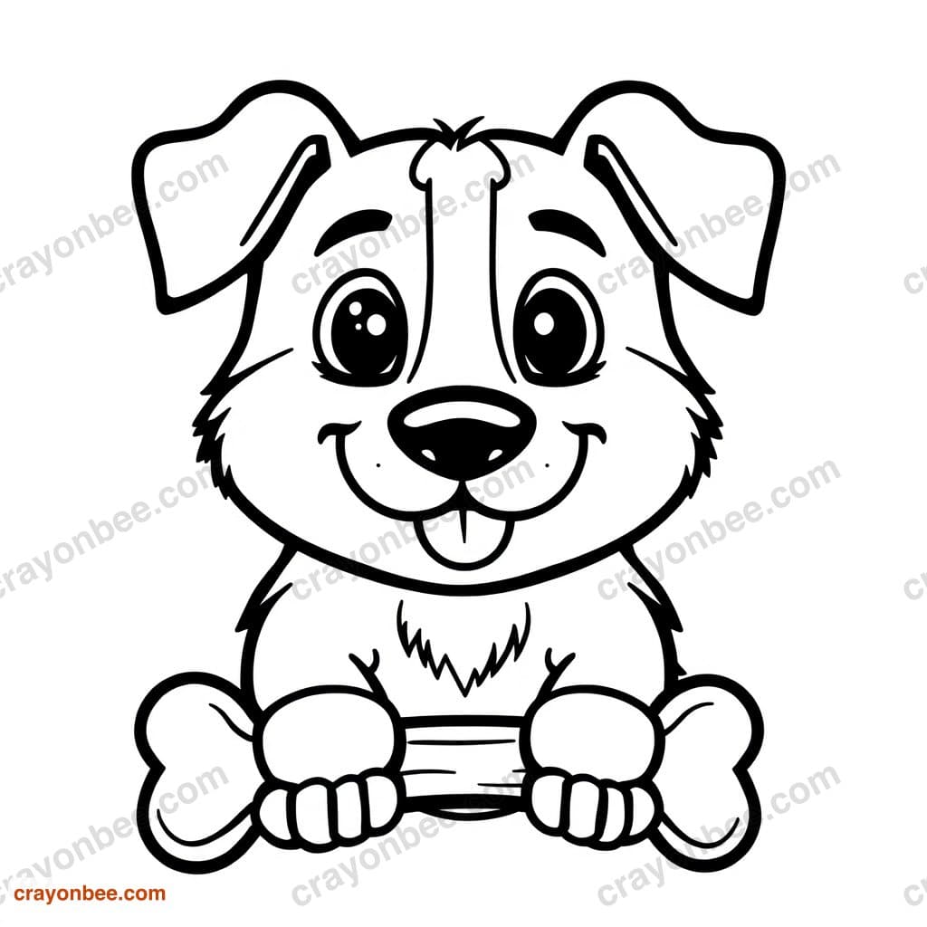 Dog With Bone Coloring Page β Free Printable PDF