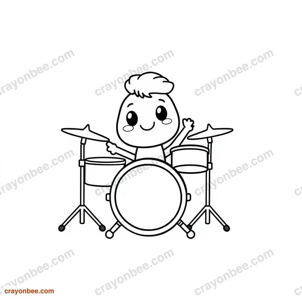 Drum Set Coloring Page β Free Printable PDF