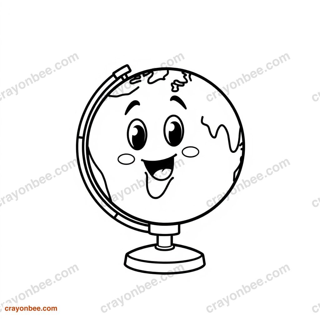 Globe On Stand Coloring Page β Free Printable PDF
