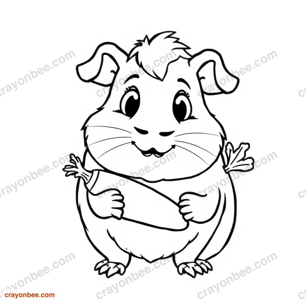 Guinea Pig With Carrot Coloring Page β Free Printable PDF