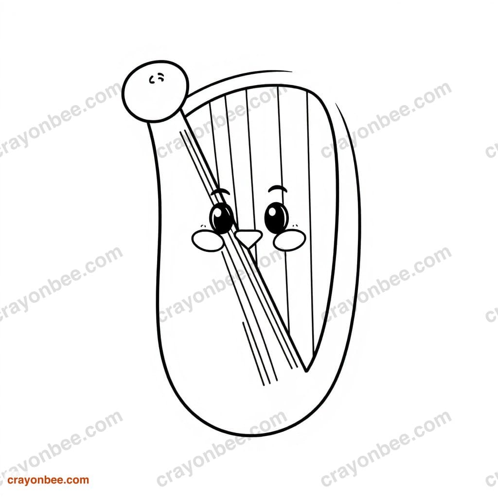 Harp Coloring Page β Free Printable PDF