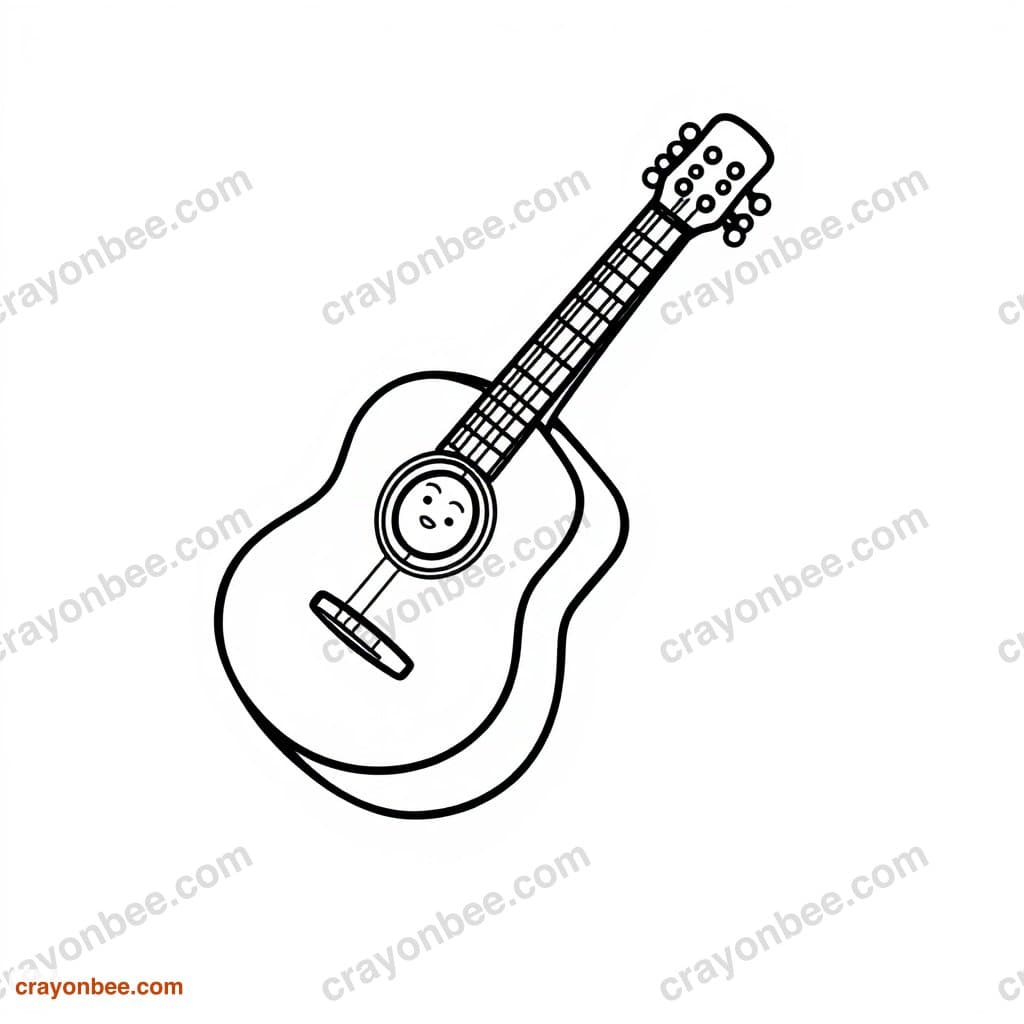 Acoustic Guitar Coloring Page — Free Printable PDF