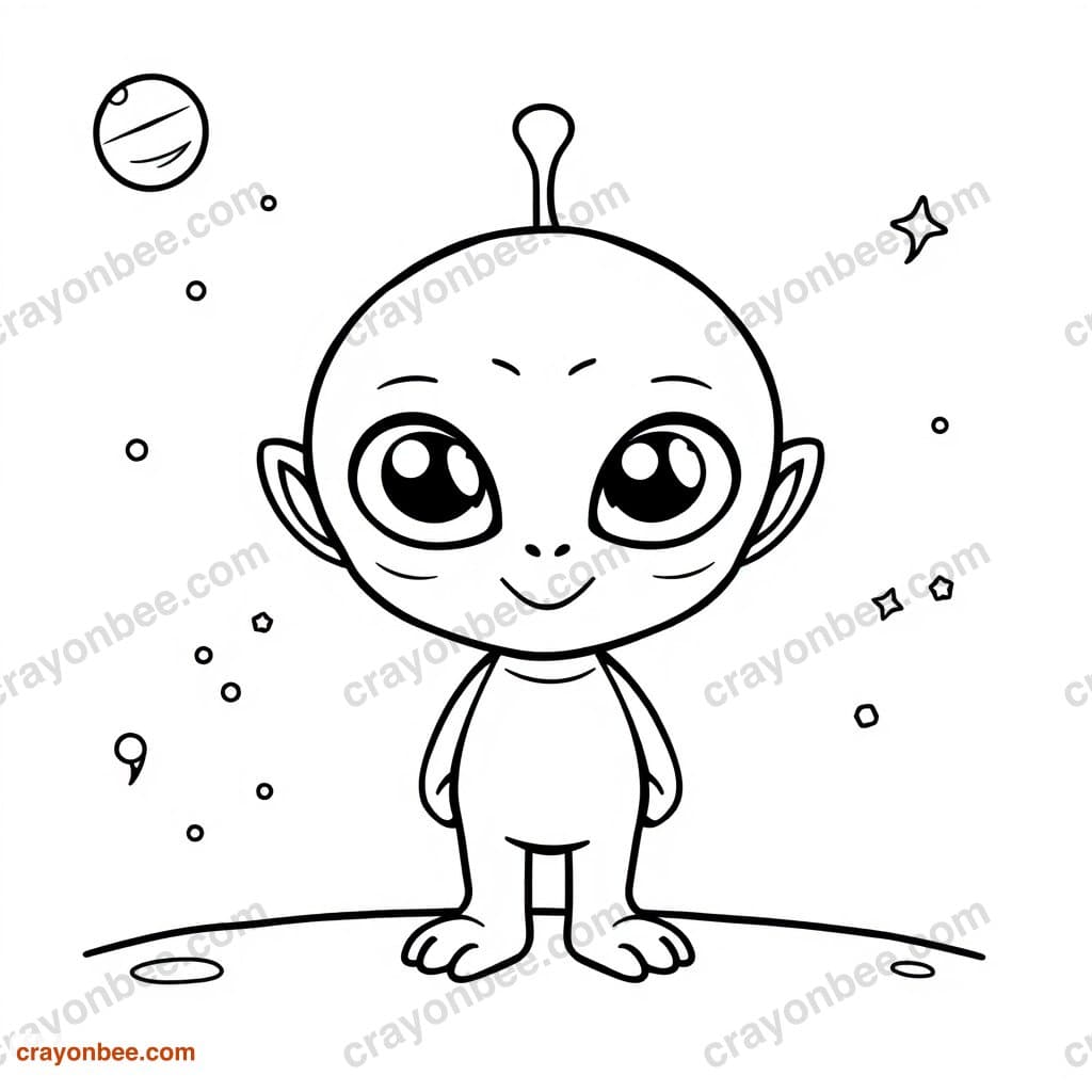 Alien Friendly Coloring Page — Free Printable PDF